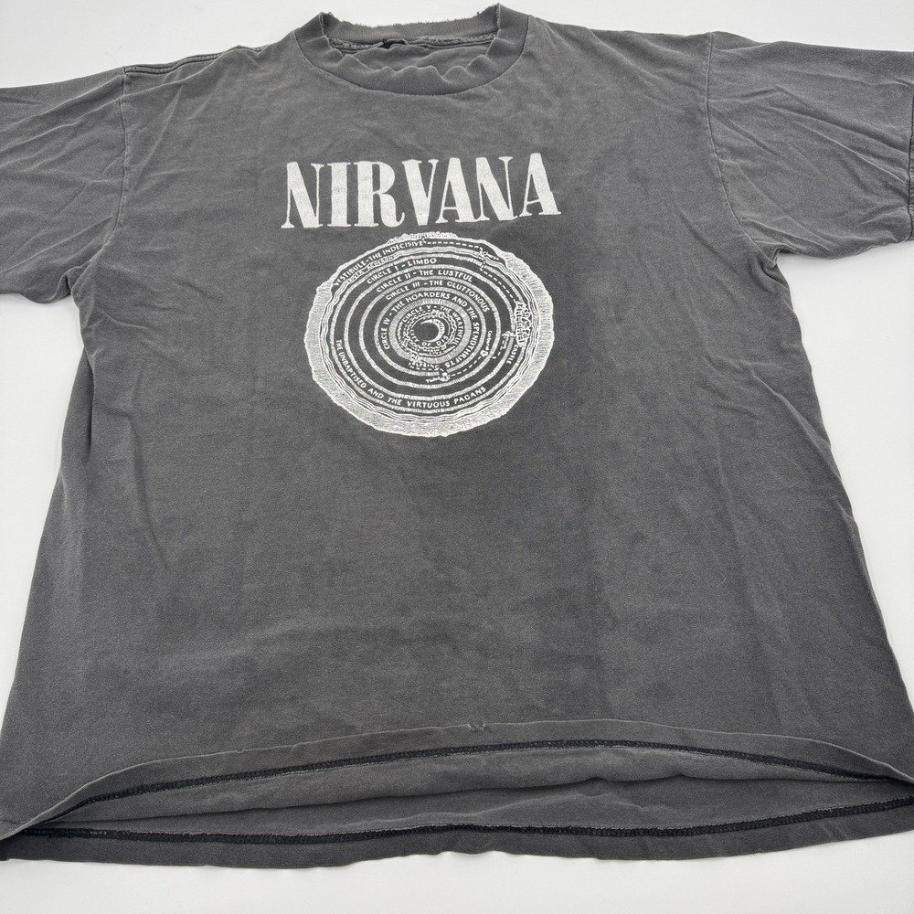 Nirvana Circles of Hell Vintage Graphic T-Shirt Faded Black Distressed XL - Picture 12 of 16